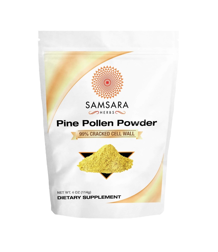 Samsara Βότανα Pine Γύρη Σκόνη Άγρια Συγκομιδή - 99% Cracked Cell Wall (4oz/114g) Υποστηρίζει υγιή ενέργεια & μακροζωία