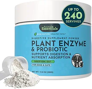 Animal Essentials Plant Enzyme & Probiyotiks - Köpekler ve Kediler için Enzimler, Probiyotikler, Digestive Supplement, Veterinarian Önerilen - 10.6 Oz Oz