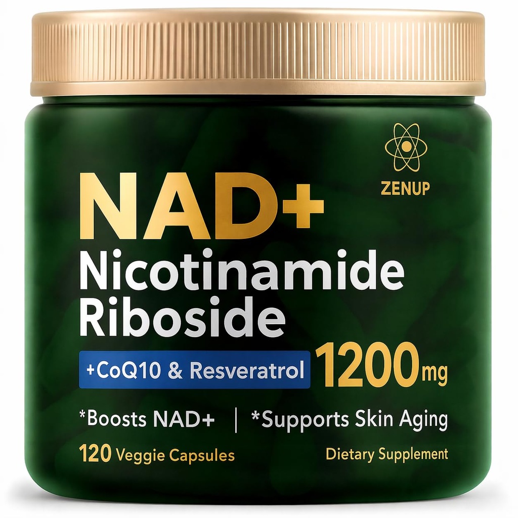 NAD Supplement Nicotinamide Riboside Malate Supplement with CoQ10, Trans-Resveratrol & Quercetin, 1200mg Per Serving, Cellular Energy & Healthy Aging Support, 120 Veggie Capsules, 60 Servings