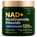 NAD Supplement Nicotinamide Riboside Malate Supplement with CoQ10, Trans-Resveratrol & Quercetin, 1200mg Per Serving, Cellular Energy & Healthy Aging Support, 120 Veggie Capsules, 60 Servings