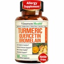 Quercetin με Bromelain Turmeric Curcumin Supplement – Αλλεργία Ανακούφιση, Κοινή & Ανοσολογική Υποστήριξη – Βιολογικό συμπλήρωμα κουρκουμά με Μαύρο Πιπέρι (Bioperine) – 180 Κάψουλες Quercetin 500mg