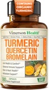 Quercetin with Bromelain Turmeric Curcumin Supplement – Allergy Relief, Joint & Immune Support – Organic Turmeric Supplement with Black Pepper (Bioperine) – 180 Quercetin 500mg Capsules