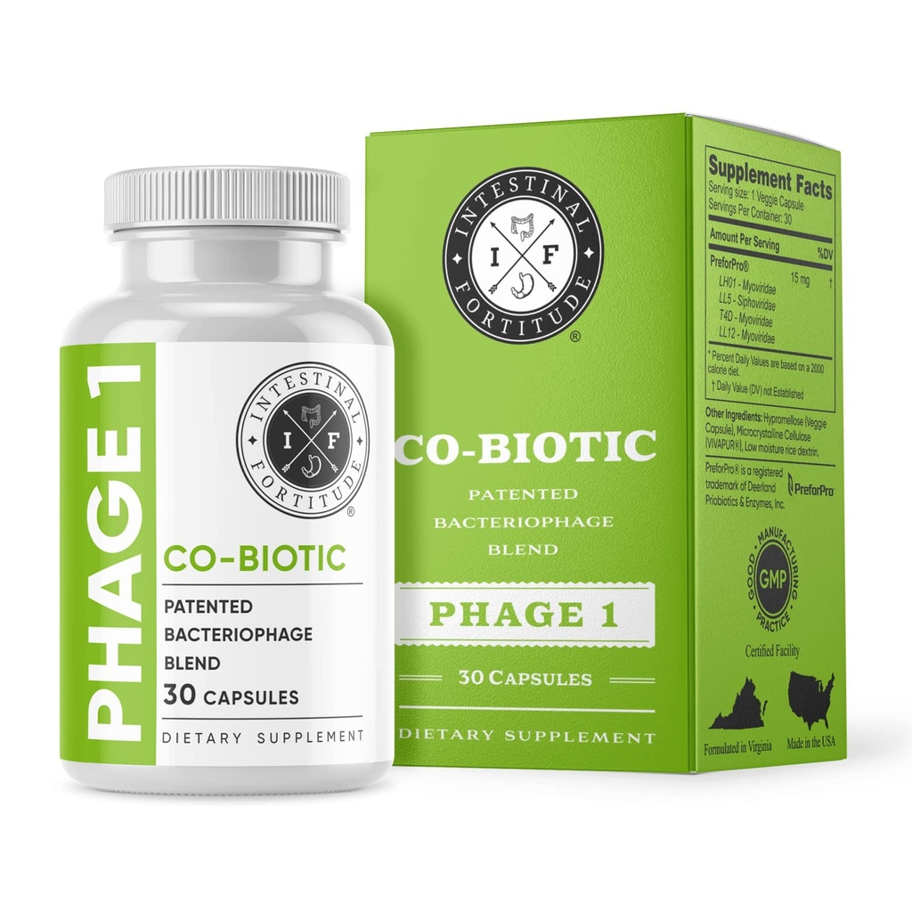 Εντερικό Fortitude Phage 1 - Ultimate Gut Health Supplement, Total Restore Intestinal Defense, Patented Bacteriophage Blend for Gut Support, Digestive & Immune System Health, Καταστρέψτε τα κακά βακτήρια