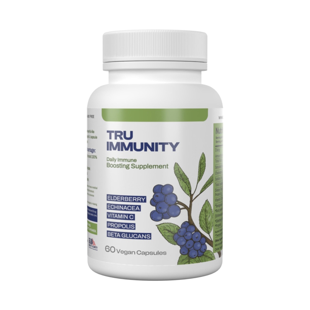 Tru Immunity Boost, Immune Support Supplement, Immunejp Vitamins for Yetişkinler with Elderberry, Echinacea, C, Propolis ve Beta Glucans, 60 Vegan Capsules