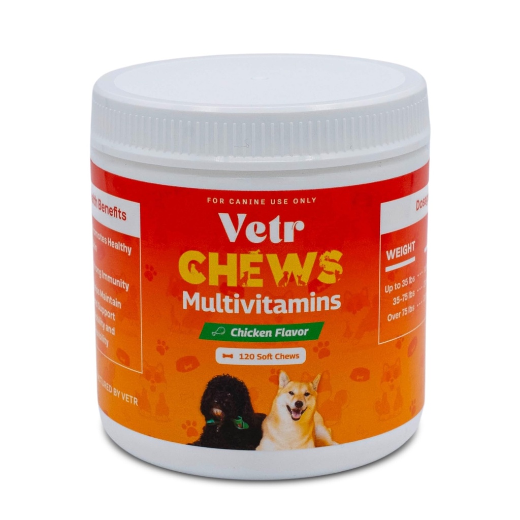 Vetr Dog Multivitamin Treats, 120 Chews Chicken Flavor, Daily Pet Dog Vitamins and Supplements with Glucosamine, Chondroitin, & Probiotics, Hip & Joint, Immune Support, & Digestive Care