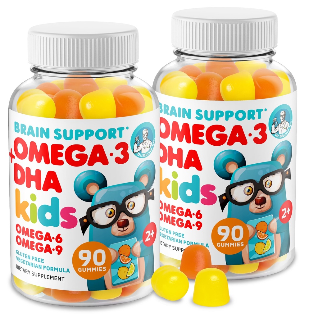 DR. MORITZ Omega 3 Παιδιά Gummies (180 Count), Vegan Omega3 Gummies για παιδιά χωρίς ιχθυέλαιο, βιταμίνες για την υγεία του εγκεφάλου και της καρδιάς, χωρίς γλουτένη Ωμέγα 3 6 9