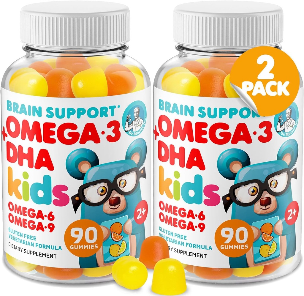 DR. MORITZ Omega 3 Παιδιά Gummies (180 Count), Vegan Omega3 Gummies για παιδιά χωρίς ιχθυέλαιο, βιταμίνες για την υγεία του εγκεφάλου και της καρδιάς, χωρίς γλουτένη Ωμέγα 3 6 9