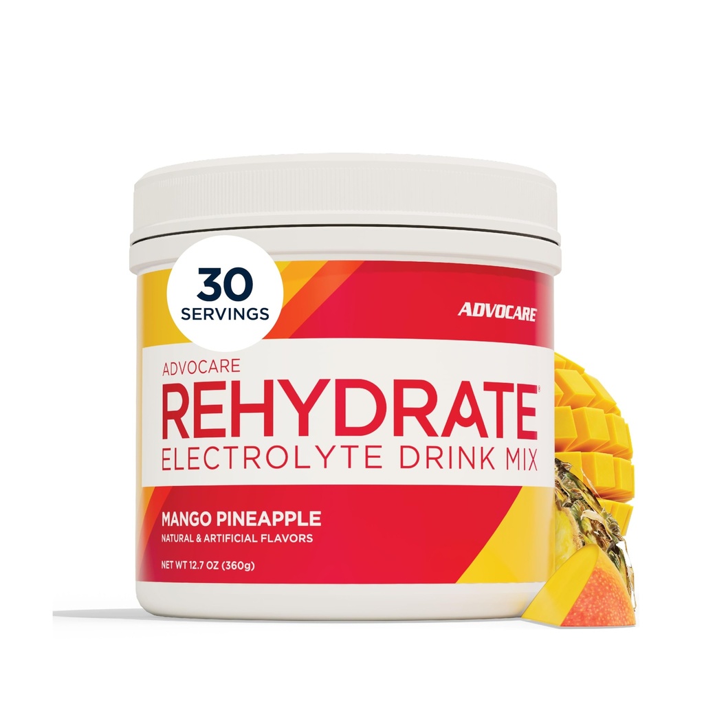 AdvoCare Rehydrate - Ηλεκτρολυτικό Μείγμα Ποτού - Περιλαμβάνει Μαγνήσιο, Νάτριο, Κάλιο & Ασβέστιο - Αντιοξειδωτικό & Αμινοξύ Ενισχυμένο - Υποστηρίζει Ενυδάτωση & Ανάκτηση - Mango Ανανάς, 12.7 oz