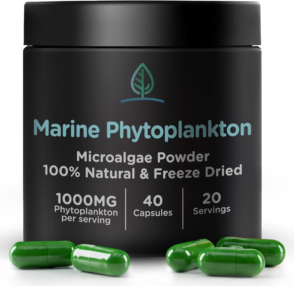 Marine Phytoplankton Capsules Tarafından Holistic Bin | Doğal olarak Kuzey Deniz Sularında Büyüyor | Vegan Omega 3 Supplement | Zengin Asitler, Chlorophyll, Vitaminler ve Trace Mineralleri