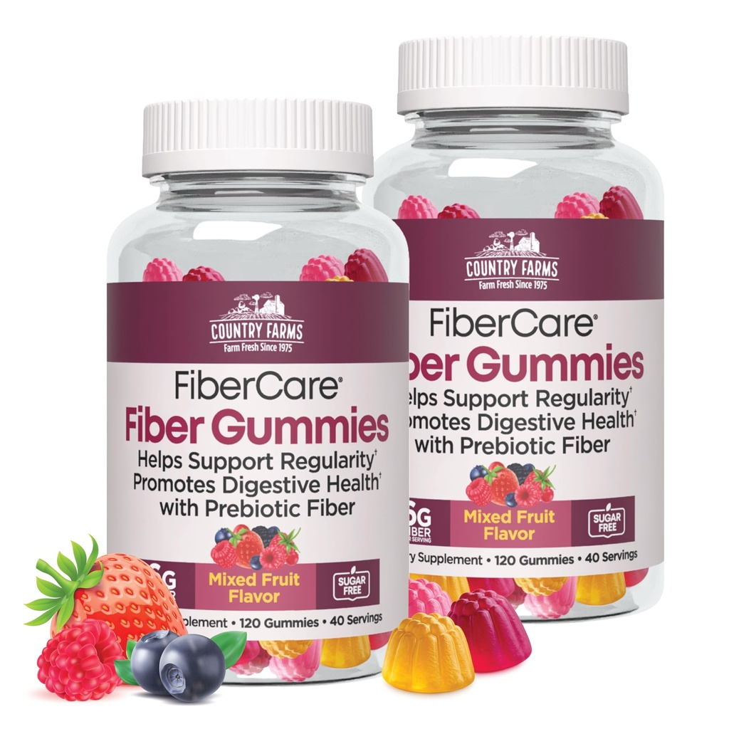 Country Farms Fiber Care Prebiyotik Gummies, 6g of Fiber Per Service, FOS from Beets, Digestive Health, Supports Regularity, Karma Meyve Flavor