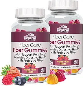 Country Farms Fiber Care Prebiyotik Gummies, 6g of Fiber Per Service, FOS from Beets, Digestive Health, Supports Regularity, Karma Meyve Flavor
