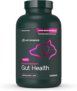 Vetri Science Extra Strength Gut Health Probiyotik & Prebiyotik Digestive Supplements for Dogs & Cats, Gas & Diarrhea & Immune Support, Easy-Open Capsules, 180 Count - New Look
