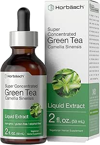 Horbäach Green Tea Extract Liquid Drops | 2 Fl Oz | Herbal Tincture | Alkol Free | Vegetarian | Super Tempd Supplement | Non-GMO, Gluten Free