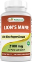 En İyi Doğallar Lions Mane Mushroom Supplement 2100 mg - 120 Capsules - Supports mental Clarity, Focus & Immune Health - Black Pepper'ı maksimum Aborpsiyon için ekledi
