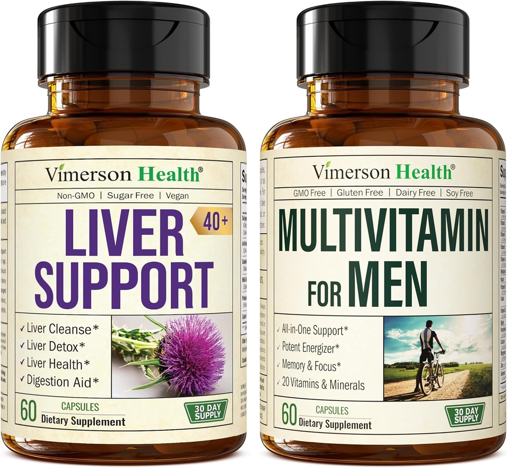 Liver Cleanse Detox & Repair Milk Thistle Supplement & Multivitamin for Men - Πλήρης Mens Πολυβιταμίνες & Multiminerals με Βιταμίνη Α, C, D, E, B12, Ψευδάργυρος, και περισσότερες Βιταμίνες για τους άνδρες