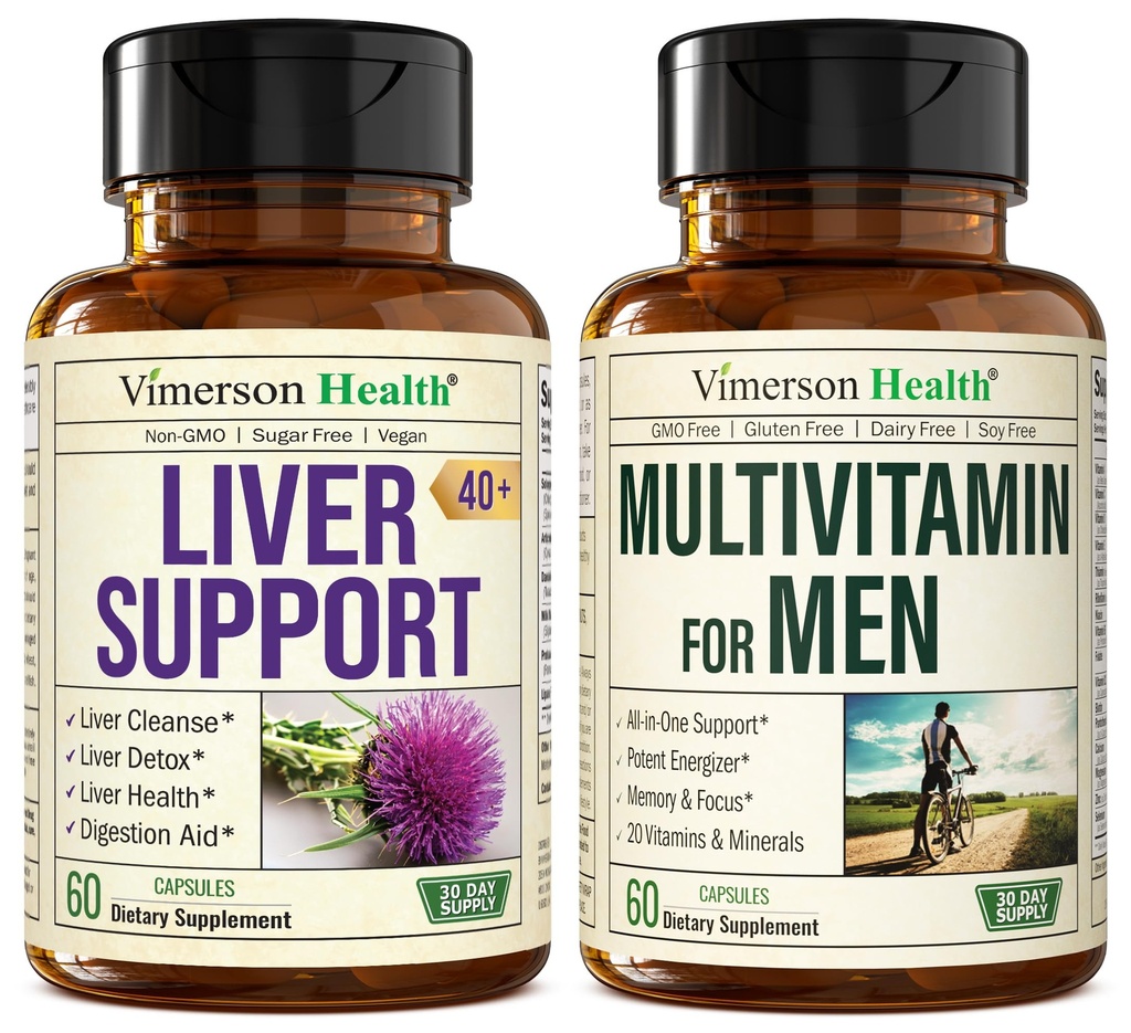 Liver Cleanse Detox & Tamir Süt Butle Supplement & Multivitamin for Men - Tam Erkekler A, C, D, E, B12, çinko ve Erkekler için Daha Fazla Vitaminler
