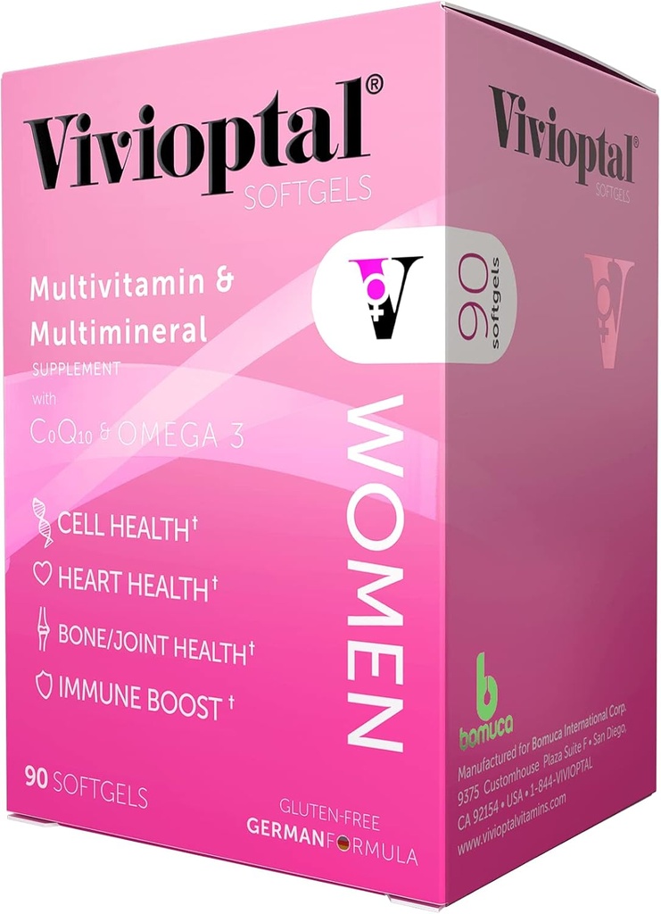Βιβιόπτωτες γυναίκες, 90 κάψουλες, CoQ10 & Omega-3, πολυβιταμίνες & πολυμινικές, χωρίς γλουτένη, γερμανική Φόρμουλα