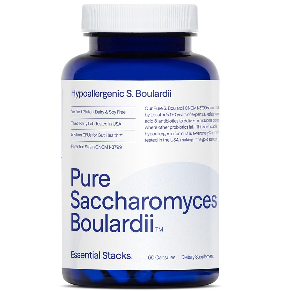 Essential Stacks Saccharomyces Boulardii Probiotics (Non-GMO & Gluten Free) - 5 δισεκατομμύρια CFUs για την υγεία των ούρων (60 κάψουλες)