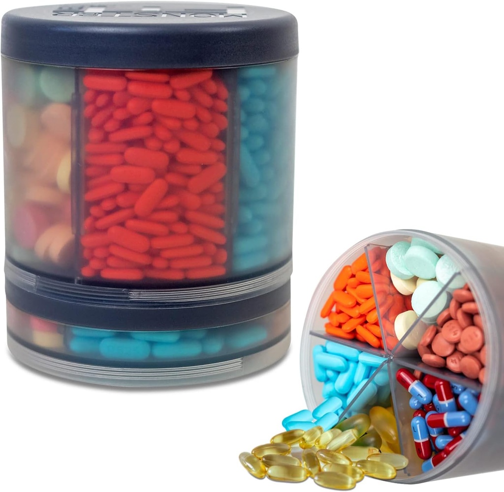 Monster Ekstra-Large Pill Organizer (5” uzun x 425" Wide) - 10 Atıcı Karşılaştırmalar, Easy Dispense İlaçlar ve Tamam Kaplamaları, Monster Fit 10