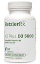 HormoneSynergy RetzlerRx® Vitamin K2 + D3 5000 IU Supplement – High Potency Vitamin D3 (Cholecalciferol) with Vitamin K2 MK-7 – Supports Bone & Immune Health – 120 Capsules