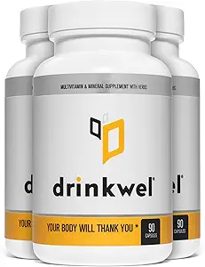 Drinkel Premium Multivitamin Supplement - Συσκευασία των 3 x 90 κάψουλες - πρωινή αποκατάσταση, υποστήριξη ήπατος & ανοσοποιητική υποστήριξη- γαϊδουράγκαθο γάλακτος, βιταμίνη C, ψευδάργυρος, μαγνήσιο