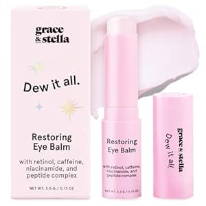 lütuf ve stella Under Eye Brightener Balm Stick - Seyahat Boyut Tuvaletleri - Dark Circles için Retinol & Caffeine Eye Cream, Puffiness, Wrinkles - Rest and Hydrate - Vegan Skincare (0.13oz / 3.5g)