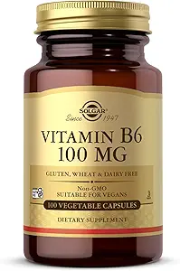 Solgar Vitamin B6 100 mg - 100 Sebze Capsules - Non-GMO, Vegan, Gluten Free, Dairy Free, Kosher, Halal - 100 Hizmet