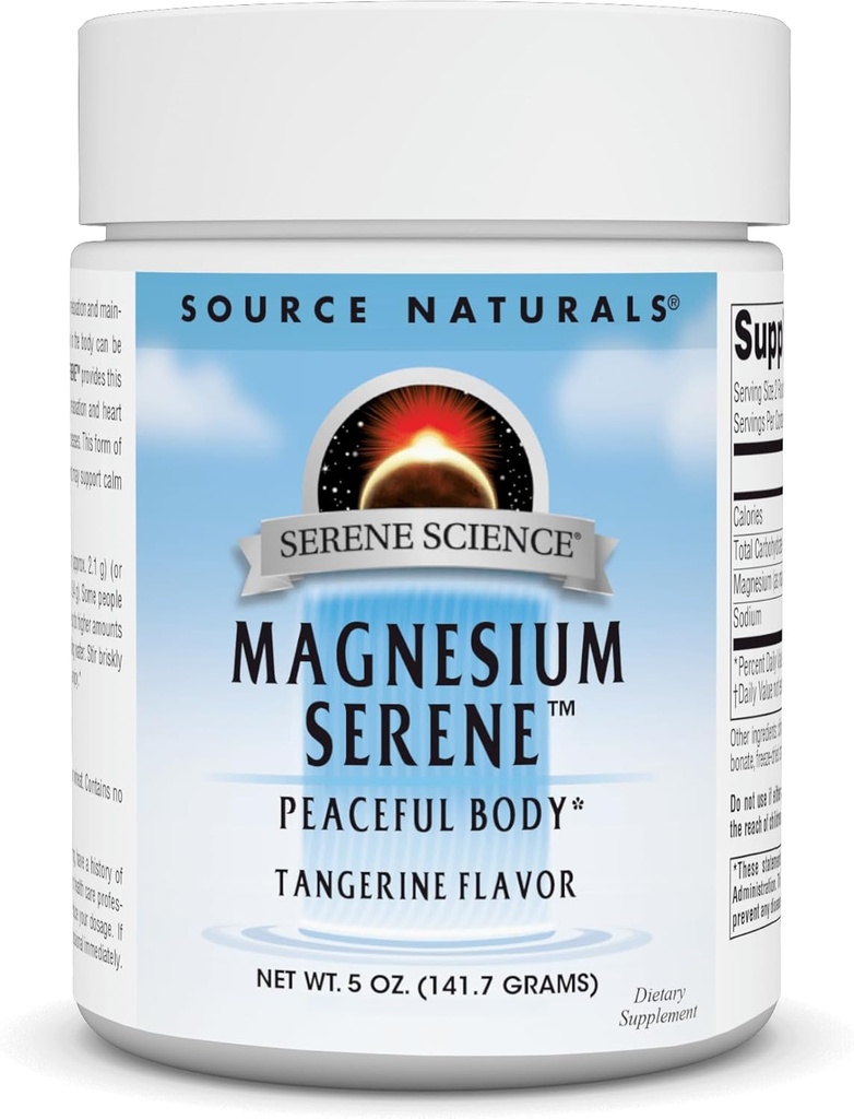 Source Naturals Serene Science Magnezyum Serene, Peaceful Body*, Tangerine Flavored - 5 Ounce Toz