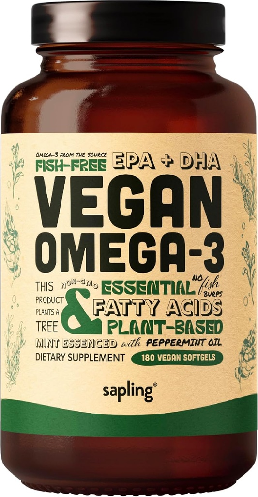 Vegan Omega 3 Supplement - Bitki bazlı DHA & EPA Fatty Asits - Carrageenan Free, Alternative to Fish Oil, Supports Heart, Brain, Joint Health - Sustainable Sourced Algae, Fish Oil Free - 180 Softgels
