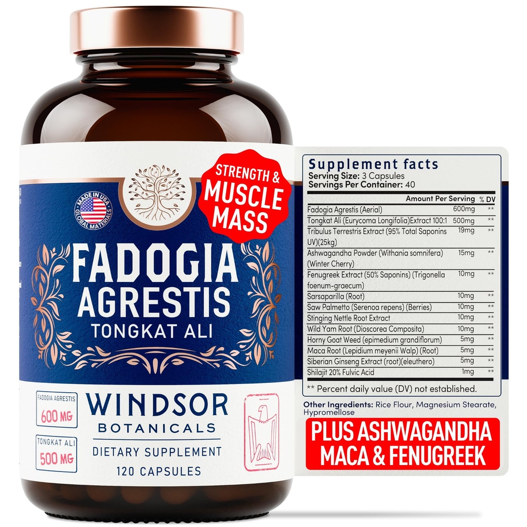 Fadogia Agrestis ve Tongkat Ali Supplement - Fadogia Agrestis 600 mg, 500 mg Longjack Tongkat Ali for Men, Maca Root, Fenugreek, Ashwagandha, Evaity - 120Caps