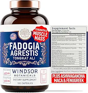 Fadogia Agrestis ve Tongkat Ali Supplement - Fadogia Agrestis 600 mg, 500 mg Longjack Tongkat Ali for Men, Maca Root, Fenugreek, Ashwagandha, Evaity - 120Caps