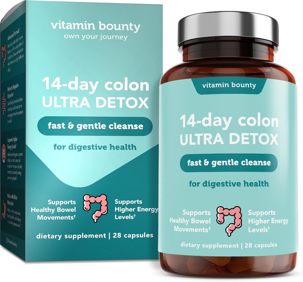 Bounty 14-Day Colon Ultra Detox Cleanse - Gentle Colon Cleanse, Colon Cleanser Detox, Soothing Gut Cleanse, Support Gut Health and Regular Bowel Movements, Digestive Health - 28 Capsules