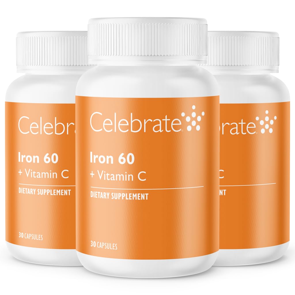 C ile Vitamin Demir Supplement - 60 mg Demir, 60 mg C, Bariatrik Vitaminler için WLS Hastaları, Dikey Kol & Gaztrik Bypass Cerrahisi (90 Capsules)