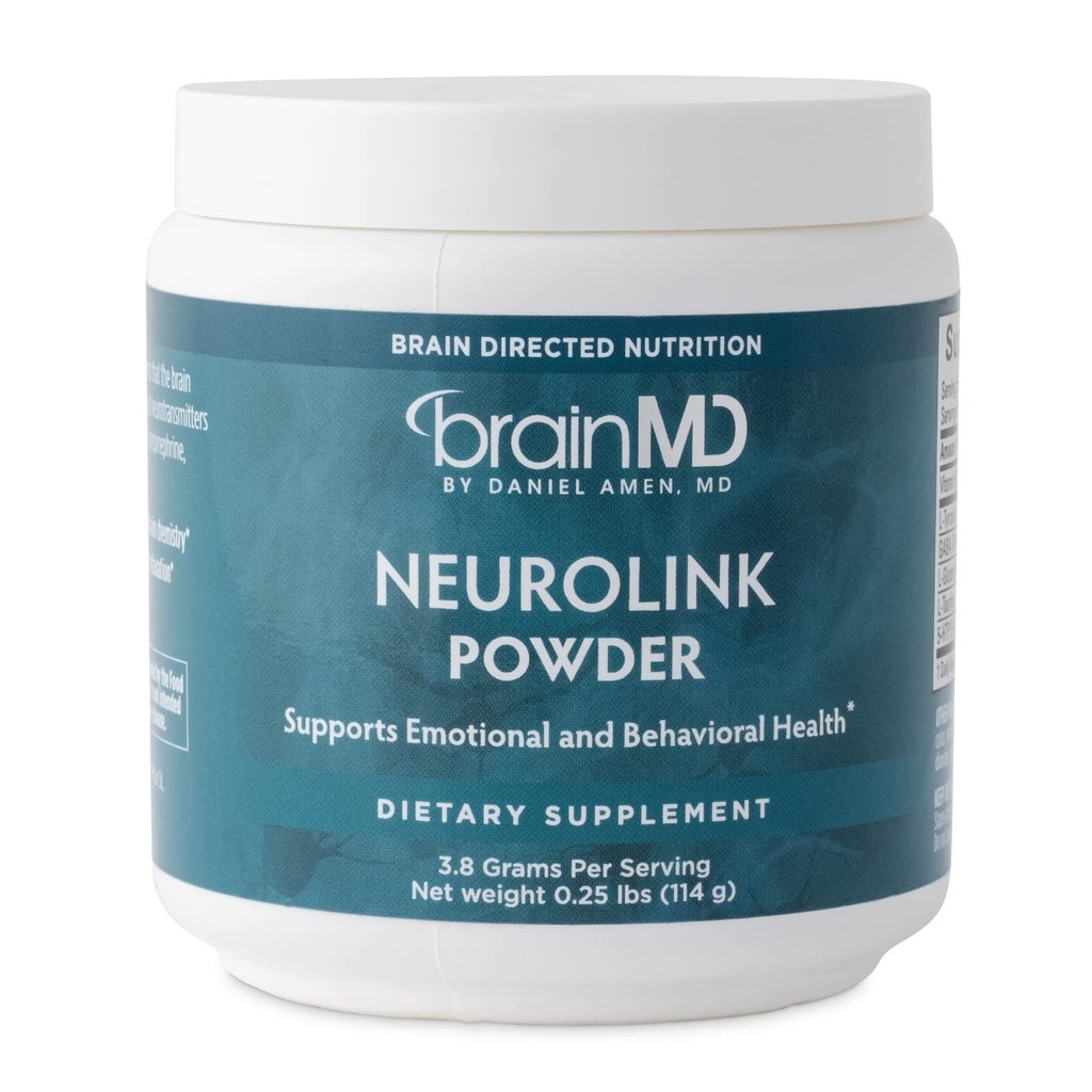 Dr Amen BrainMD NeuroLink σκόνη - 114g - Υποστηρίζει τη μνήμη, εστίαση και συγκέντρωση - Χωρίς γλουτένη - 30 εξυπηρετεί