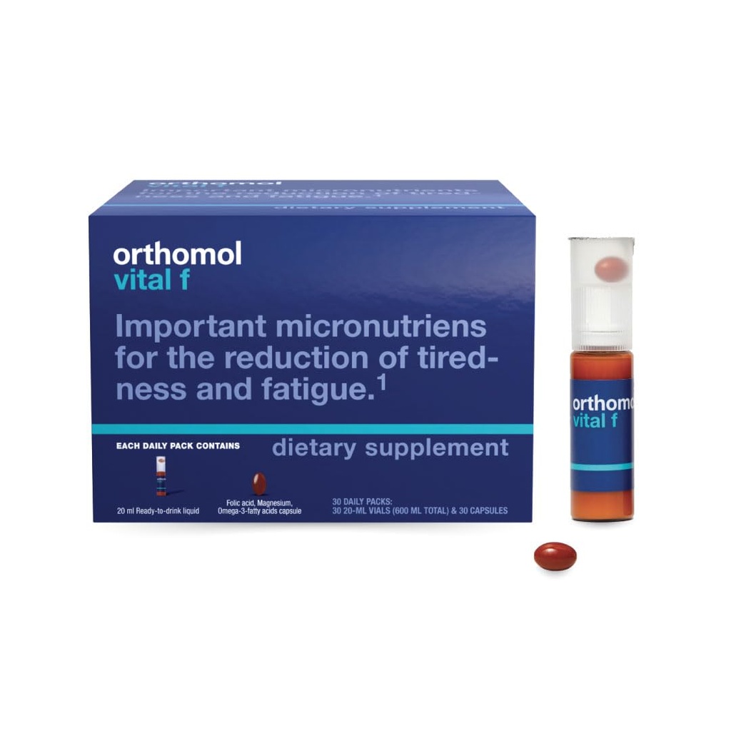 Orthomol Vital F – Daily Multivitamin for Women, Vitamins A, B, C, D, E, K, Folic Acid, Magnesium & Omega-3, Supports Energy, Vitality, & Immune Health, 30-Day Supply, Liquid + Capsule Supplement