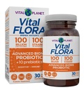 Vital Planet - Vital Flora Advanced Biome Probiyotik 100 Milyar CFU, 100 Diverse Strains, 10 Organik Prebiyotik, Immune Support, Colon and Digestive Health Probiyotiks for Women and Men 30 Capsules