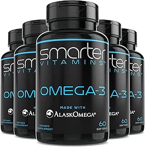 (5 Pack) Έξυπνοτερο Ωμέγα 3 Fish Oil, Berry Flavor, Burpless, χωρίς γεύση, 2000mg, ισχυρή τριπλή δύναμη DHA EPA εγκέφαλος Omega-3, Made with AlaskOmega®