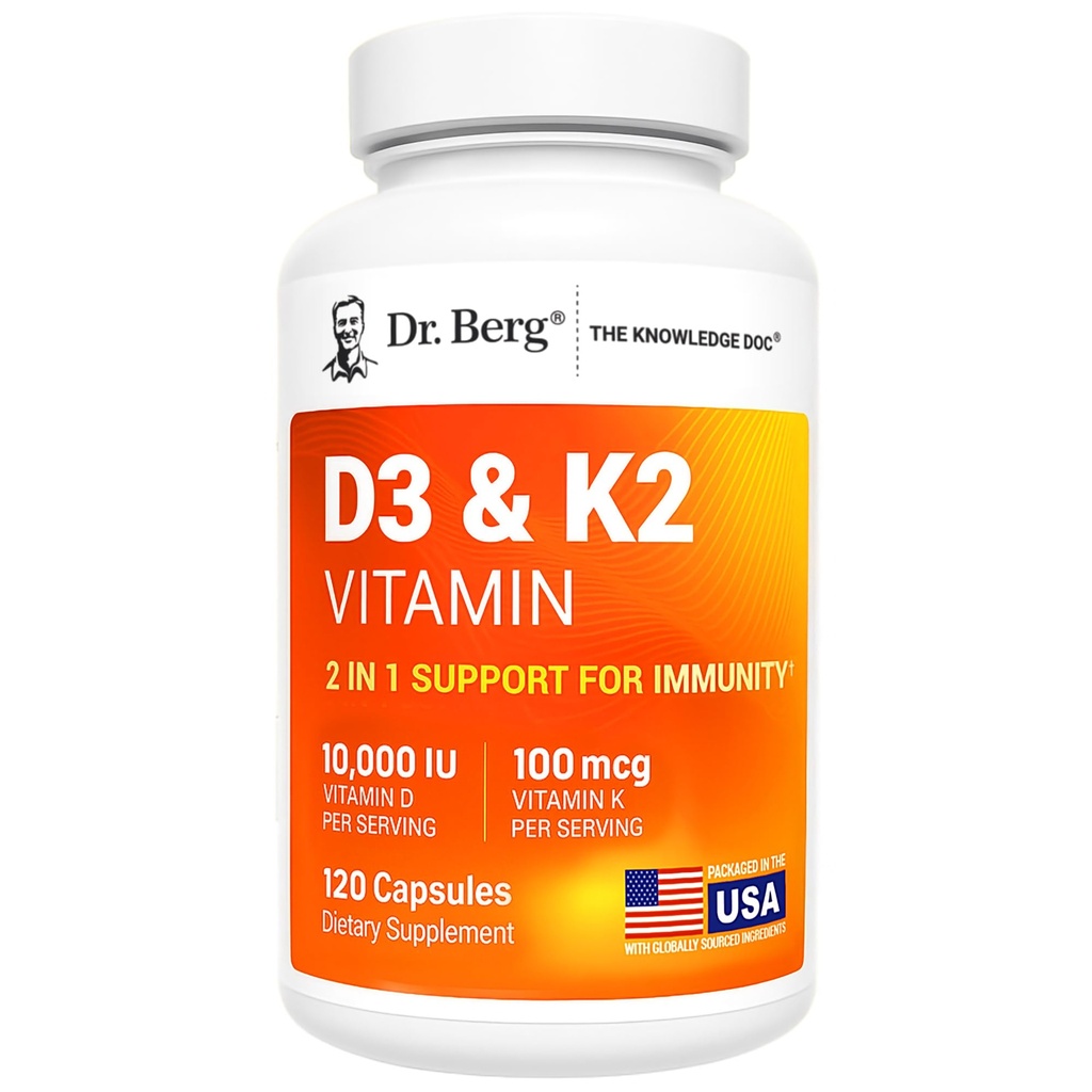 Dr. Berg Μέγιστη Δύναμη 7-σε-1 Βιταμίνη D3 K2 10.000 IU 