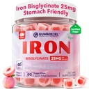 Vegan Demir Supplement for Women 25 mg, Sugar Free Iron Gummies with Vitamin C, Methy B12, Folate for Energy Boost, Iron Deficiency, No After Taste, Peach Flavor - 60 Count (Pack of 2)