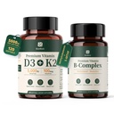 Vitamin D3 K2 5000IU 100mcg MK-7 + Methylated B-Complex with L-5-MTHF & Methyl B12
