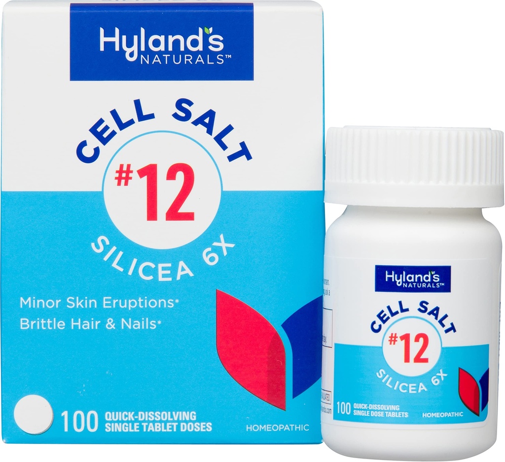 Hyland'ın No. 12 Hücre Salt Silicea 6X Tabletleri, Acne ve Blackhead Tedavisi, Saç ve Nail Büyüme Tamam ve Güçlendirici, Skin Irritations, Quick Discrypt Tabletleri, 100 Count