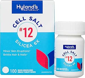 Hyland'ın No. 12 Hücre Salt Silicea 6X Tabletleri, Acne ve Blackhead Tedavisi, Saç ve Nail Büyüme Tamam ve Güçlendirici, Skin Irritations, Quick Discrypt Tabletleri, 100 Count