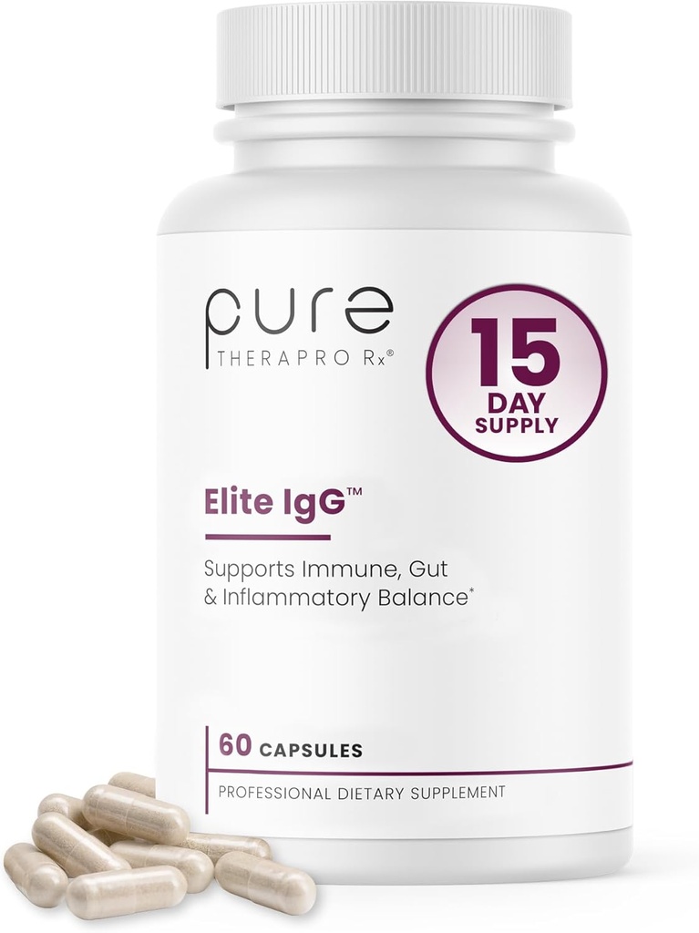 Pure Therapro Rx Elite IgG Immunoglobulin Supplement | 1100+ mg IgG, IGA & IgM Serum Derived Immunoglobulins (SBI) | Colostrum Supplement Alternative | Gluten, Dairy GMO Free (60 Capsules)