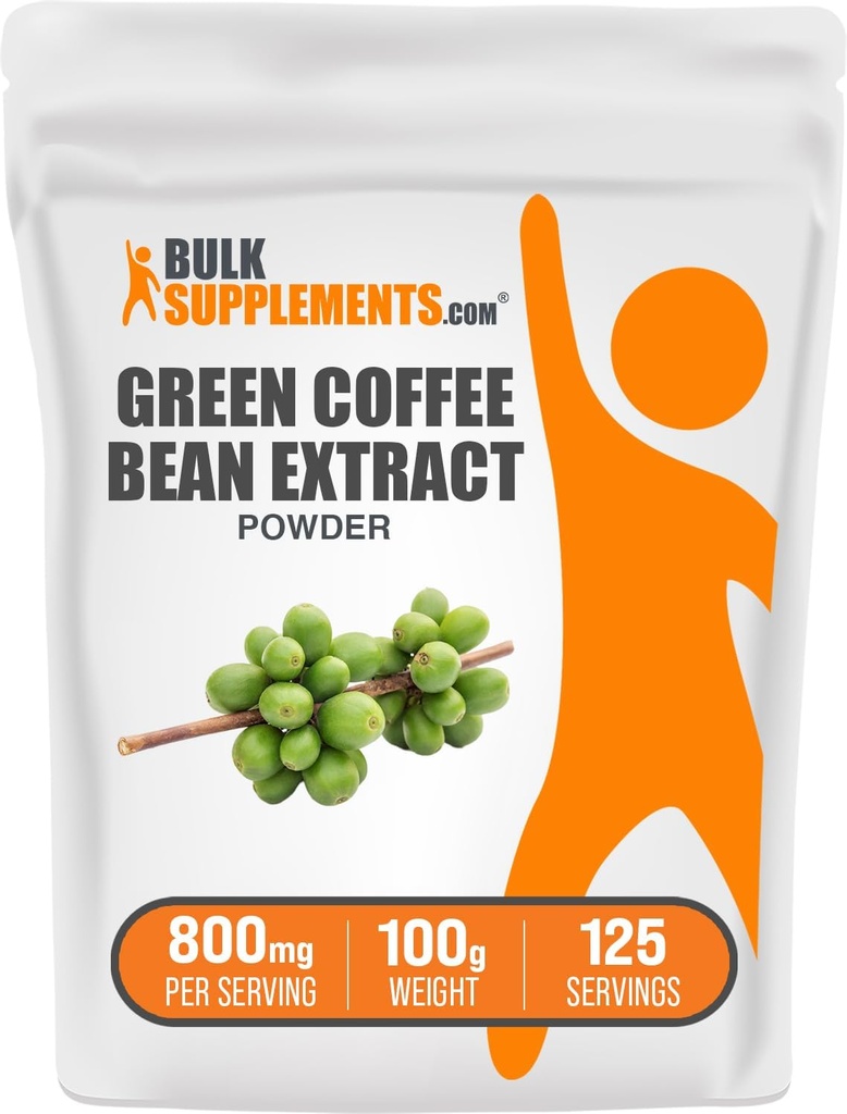 BulkSupplements Green Coffee Bean Extract Toz - Green Coffee Bean Supplements - Energy Support, Gluten Free, 800 mg per Service, 100g (3.5 oz) (Pack of 1)