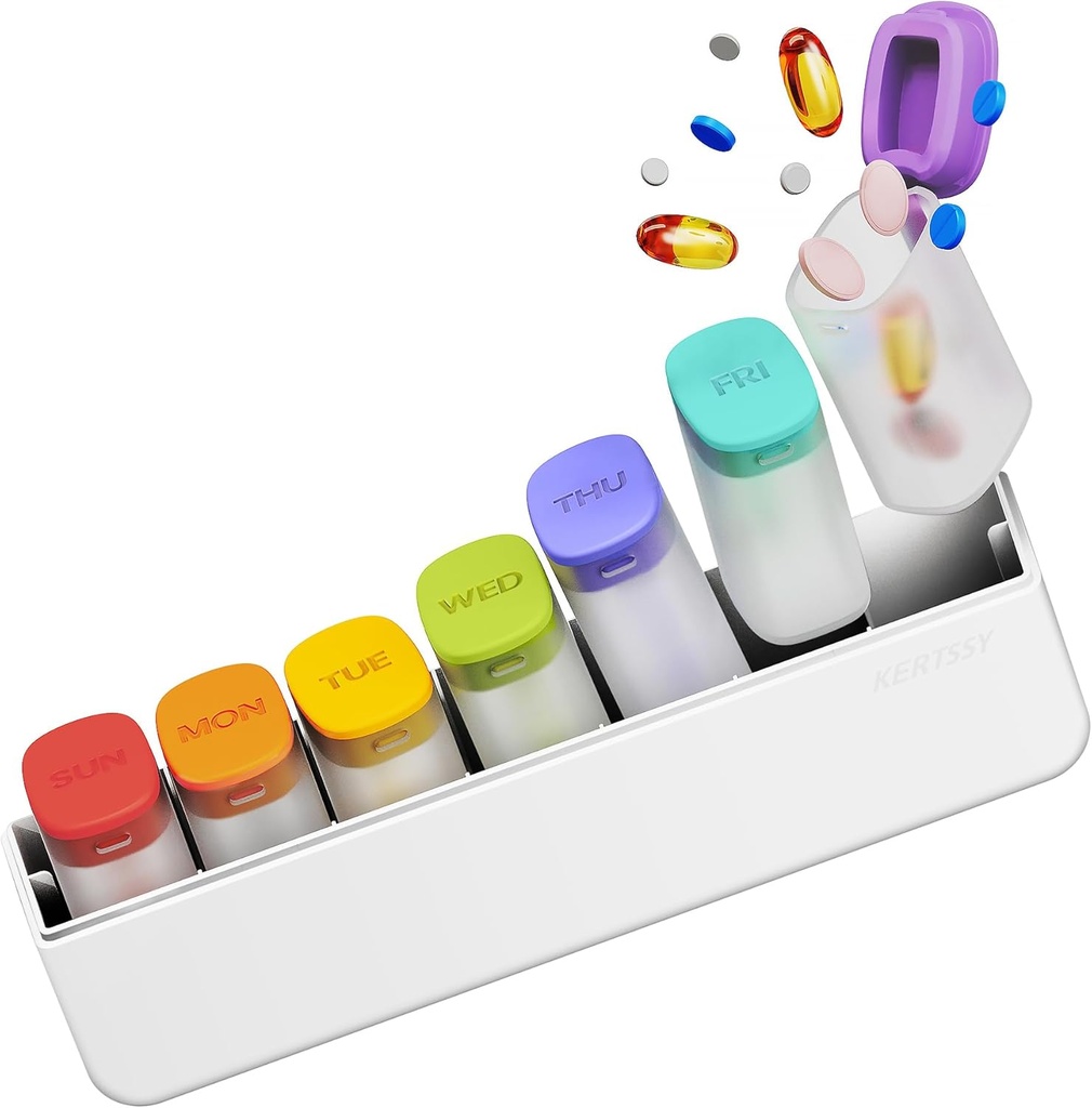 Haftalık Pill Organizer 1 Bir Gün - Seyahat Pill Box 7 Gün, Günlük İlaç Vitamini Balık Yağı Için Büyük Tıp Pill Case Konteyneri, Portatif Hafta Pills Organize Tankları