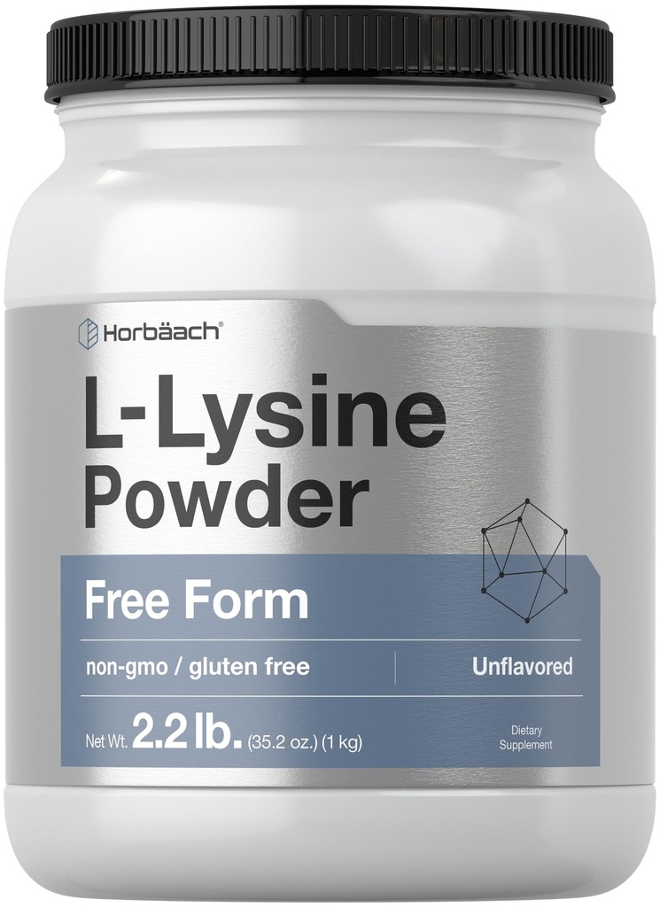 Horbäach L-Lysine Toz | 2.2 lbs | Unflavored Free Form Supplement | Vegetarian, Non-GMO, Gluten Free Formula