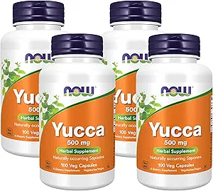 NOW Supplements, Yucca (Yucca spp.) 500 mg, 4:1 Concentrate, Herbal Supplement, 100 Capsules (Pack of 4)
