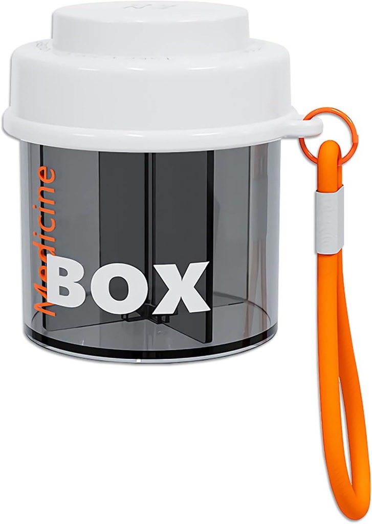 Pill Dispenser, Portable συμπλήρωμα Organizer Μπουκάλι με Anti-Mixing και ευρύ άνοιγμα Σχεδιασμός για Ταξίδι (Orange)