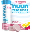 Nuun Zero Sugar Hydration Electrolyte Tablets - Sodium, Potassium, Chloride, Calcium, Magnesium, Light & Delicious Fruit Flavors, No Sugar, Gluten Free, Vegan, Raspberry Lemonade (80 Servings Total)