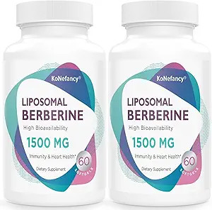Liposomal Berberine Supplement 1500 mg - Üçüncü Parti Test Edildi, Kadınlar ve Erkekler için Yüksek Biyoyasal Berberine HCL Capsules, AMPK Activator for Cardiovascular Health, Sugar-Free, Non-GMO,120 Softgels